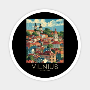 A Pop Art Travel Print of Vilnius - Lithuania Magnet